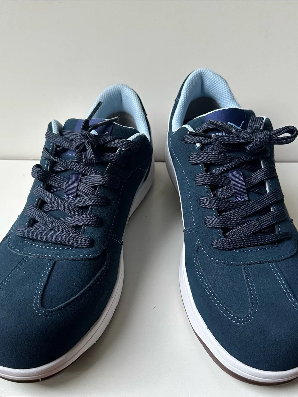 Puma Safety Shoes Men's Size 10 Navy Blue Suede Slip Resistant Work Sneakers